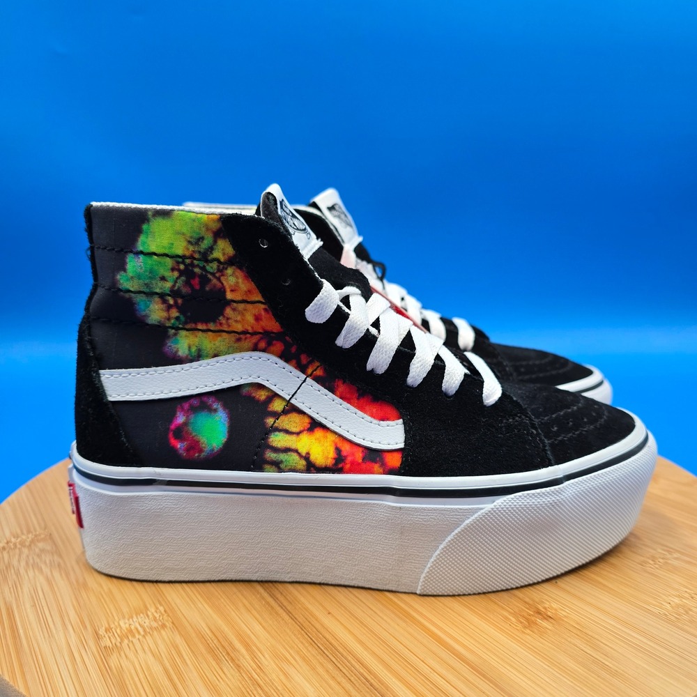 Vans Sk8-Hi Stackform Platform Tie‎ Dye Black Multi Women 5 / Kids 3.5 Sneakers